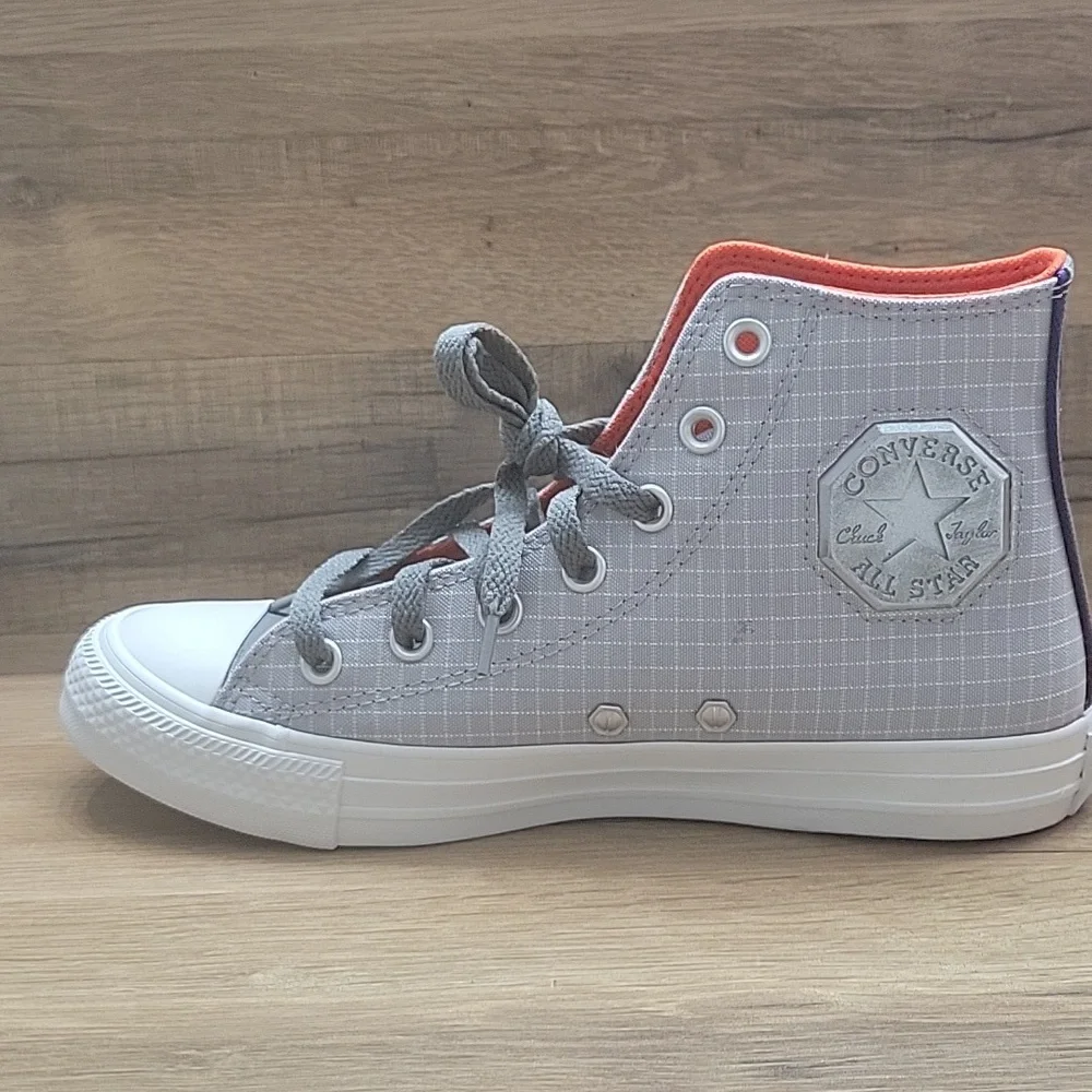 Gray and Red High-Top Sneakers. . brand new in the box no lid authentic uper tex